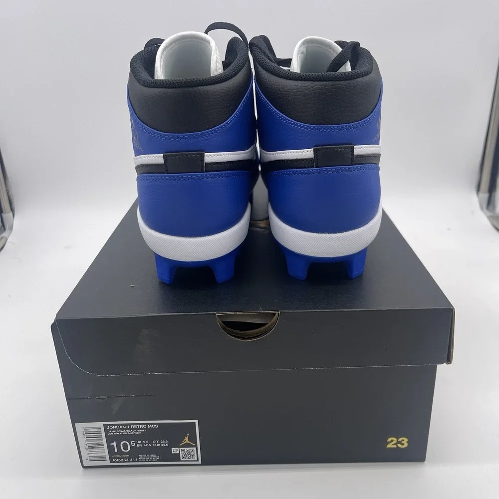Air Jordan 1‎ Retro MCS Baseball Cleats Blue Black White AV5354-411 Men's 10.5